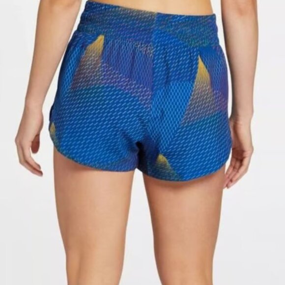 DSG women High Rise Stride Shorts Lined Blue Gold Swirl size XS NWT - Picture 2 of 7